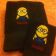 Minion confused design on towel embroidered