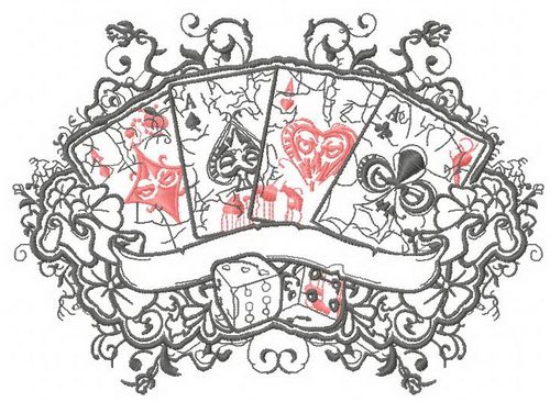 Cards and dices 2 machine embroidery design
