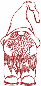 Red Christmas dwarf with flowers embroidery design