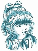 Girl's thoughts embroidery design