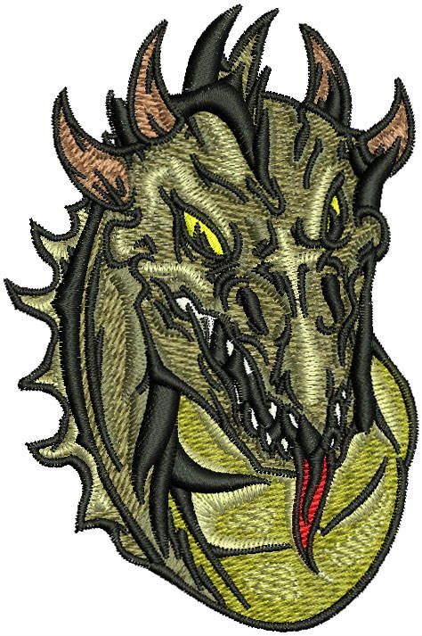 Ash dragon machine embroidery design