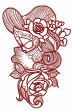 Wild rose girl 2 embroidery design