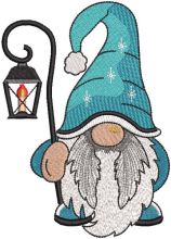 Dwarf with Christmas lantern embroidery design