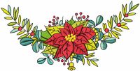 Red floral decor with branch embroidery design