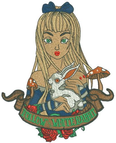 Follow White rabbit 2 machine embroidery design      