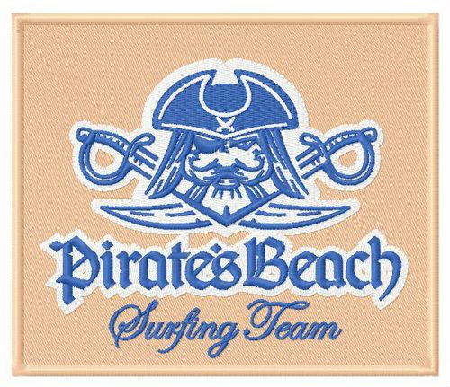Pirate's beach Surfing team machine embroidery design