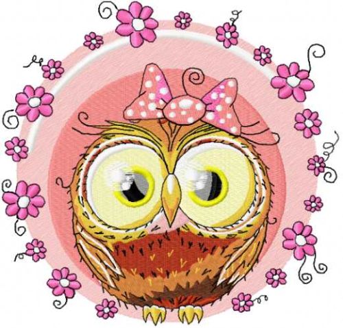 Cute owl girl embroidery design
