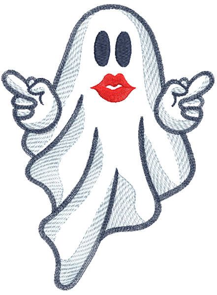 Ghost Middle Finger embroidery design