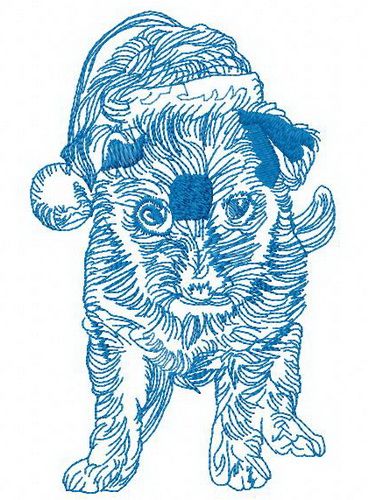 Merry Christmas puppy 2 machine embroidery design