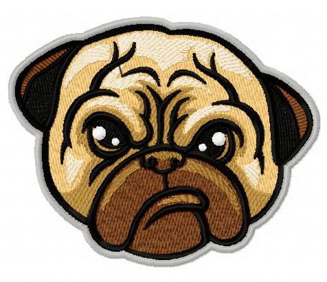 Snuffy pug-dog machine embroidery design