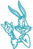 Bugs bunny love carrot one colored embroidery design