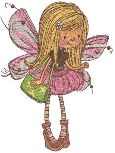 Little Fairy gold hair embroidery design