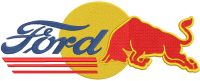 Ford red bull embroidery design