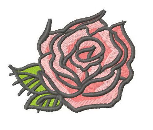Pink rose machine embroidery design