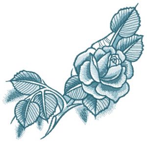 Blue rose with shadow embroidery design