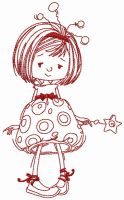 Upset girl fairy one color embroidery design