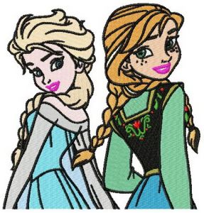 Frozen sisters embroidery design