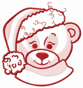 Adorable bear in Santa hat sketch embroidery design