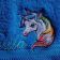 Blue bath towel with rainbow unicorn embroidery design
