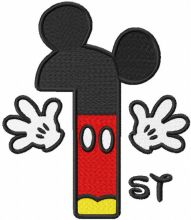 Number First Mickey embroidery design
