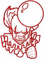 Red Joker with balloon embroidery design
