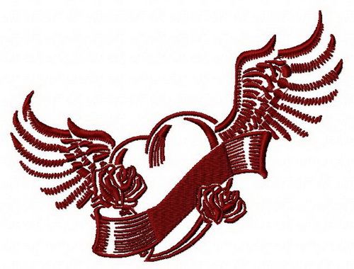 Winged heart 3 machine embroidery design