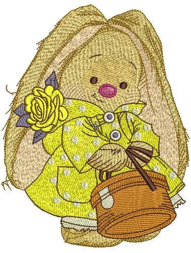 rabbit with bag embroidery design