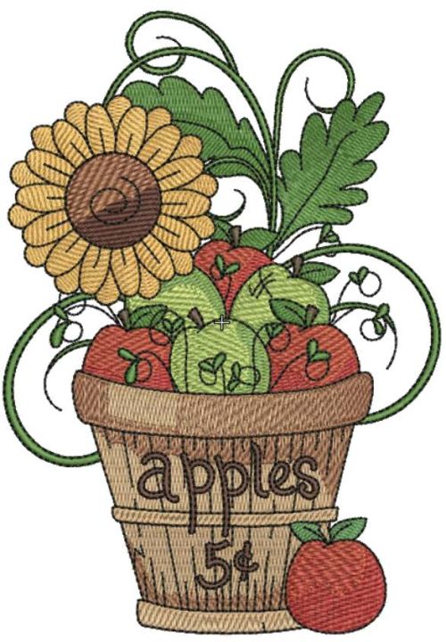 flower pot with sunflower embroidery design