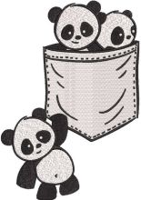 Panda family embroidery design