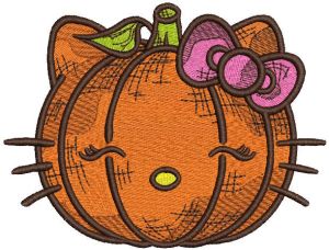 Kitty pumpkin embroidery design