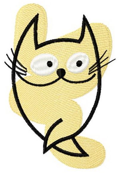 Beige cat 3 machine embroidery design