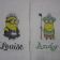 Despicable Me minions embroidered on white bath towels