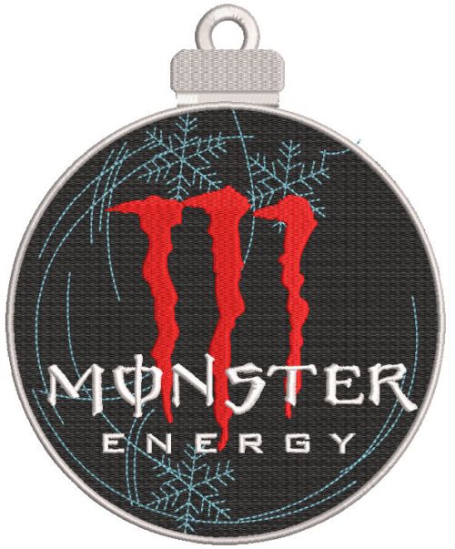 Monster energy Christmas ball embroidery design