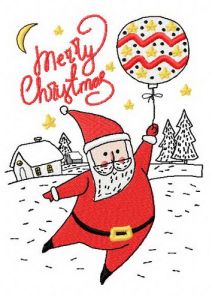 Santa with balloon 2 embroidery design