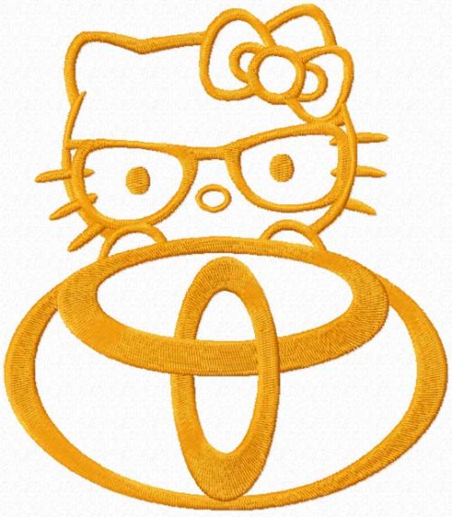 Hello Kitty Toyota logo machine embroidery design