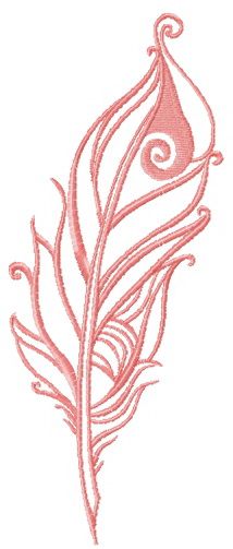 Pink feather one color machine embroidery design