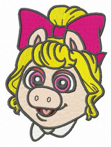 Baby Piggy head machine embroidery design