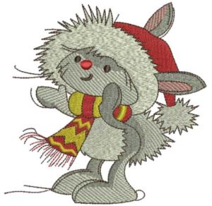 Happy Christmas bunny embroidery design