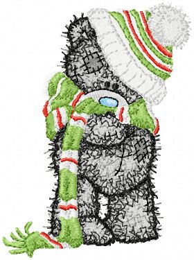 Teddy bear very cold machine embroidery design