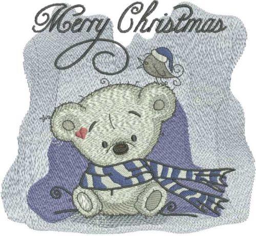 Little grey teddy bear embroidery design