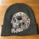 knitted hat with skull playing cards embroidery design