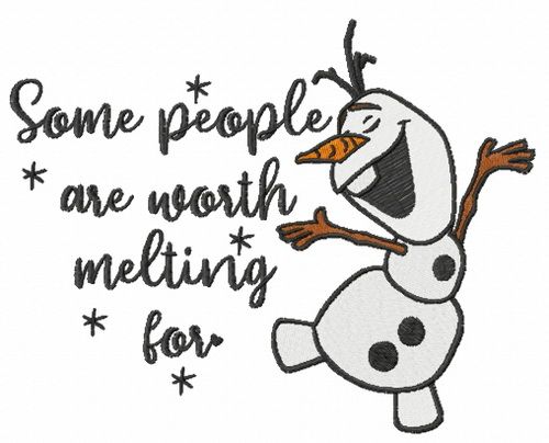 Olaf Some people are worth melting for machine embroidery design