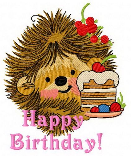 Hedgehog's birthday 5 machine embroidery design