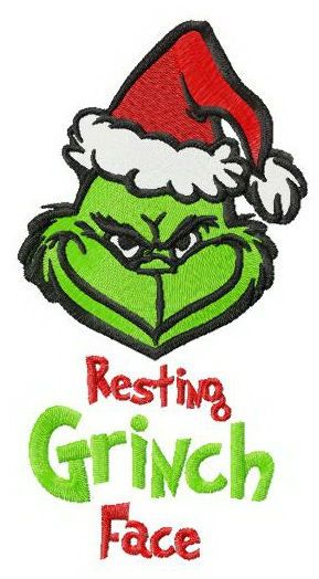 Resting Grinch face vertical machine embroidery design