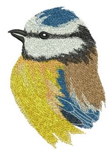Blue tit portrait embroidery design