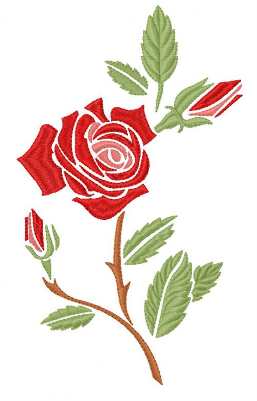 Red rose 3 embroidery design