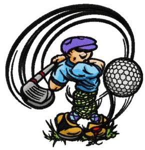 Golf player embroidery design