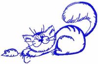 Hand drawn cat free embroidery design 3