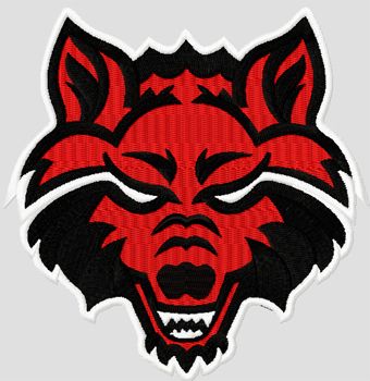 Red Wolves Arkansas logo machine embroidery design