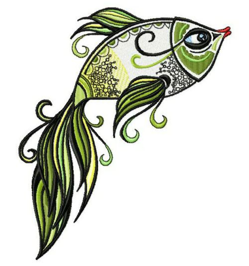 Green-tailed fish 2 machine embroidery design